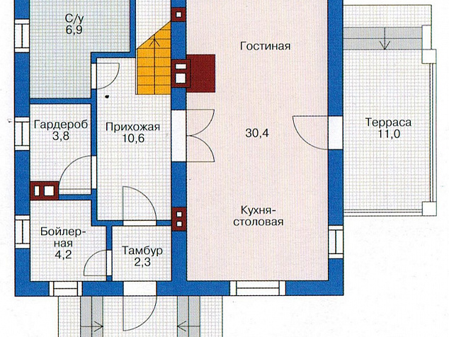 План первого этажа 55-40